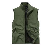 Generisch Hombre Color sólido Casual Ropa de trabajo al aire libre Chaleco de moda de pesca Chaleco, Verde militar., XXL