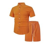 Generisch Hombre Deportivo Primavera Verano Ocio Deporte Cómodo Transpirable Absorción del Sudor Pantalones Cortos Manga Corta Chaleco Airsoft para 10, naranja, 3XL