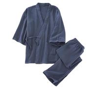 Generisch Hombre Japonés - Primavera Lavado Crepe Lounwear Conjunto Suelto, gris oscuro, L