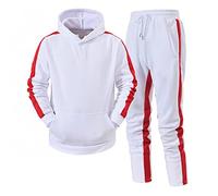 Generisch Hombre luto ocio empalme cremallera suéter pantalones traje deportivo chales, Blanco, L