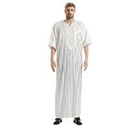 Generisch Hombres Caftán Largo Musulmán Túnica con Capucha Cremallera Larga Camisa Larga Bata de Manga Larga Camisón Ramadán Batas Ropa Musulmana Vestidos Étnicos Maxi Vestido Caftán para Hombres