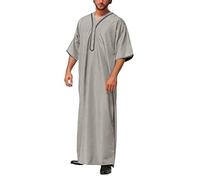 Generisch Hombres Musulmanes Caftán Manga Larga Con Cuello O - Cómoda Túnica De Tela Transpirable, Bata Árabe, Kandoura Suelta Para Oración, Fiesta, Diario, Regalo Para Eid, Ramadán, C 03, 5XL