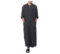 Generisch Hombres Musulmanes Caftán Manga Larga Con Cuello O - Cómoda Túnica De Tela Transpirable, Bata Árabe, Kandoura Suelta Para Oración, Fiesta, Diario, Regalo Para Eid, Ramadán, B 02, L