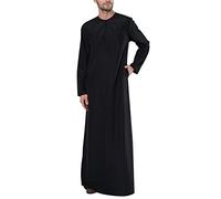 Generisch Hombres Musulmanes Caftán Manga Larga Con Cuello O - Cómoda Túnica De Tela Transpirable, Bata Árabe, Kandoura Suelta Para Oración, Fiesta, Diario, Regalo Para Eid, Ramadán, D 01, L