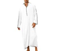 Generisch Hombres Musulmanes Caftán Manga Larga Con Cuello O - Cómoda Túnica De Tela Transpirable, Bata Árabe, Kandoura Suelta Para Oración, Fiesta, Diario, Regalo Para Eid, Ramadán, F 04, M