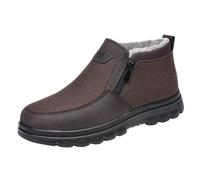 Generisch Hombres Primavera e Invierno Talla Grande Plus Terciopelo Más Grueso Parte Inferior Cremallera Lateral Casual Suave Parte Inferior Ligera Caliente Botas de Nieve Frías Neopreno Hombres, café