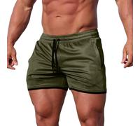 Generisch Hombres Primavera Verano Color Sólido Corto Casual Camino Fitness Pantalones Corbata Bolsillo Deporte Al Aire Libre Casual Short, verde, M