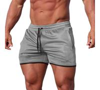 Generisch Hombres Primavera Verano Color Sólido Corto Casual Camino Fitness Pantalones Corbata Bolsillo Deporte Al Aire Libre Casual Short, gris, 4XL
