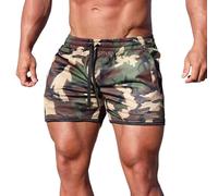 Generisch Hombres Primavera Verano Color Sólido Corto Casual Camino Fitness Pantalones Corbata Bolsillo Deporte Al Aire Libre Casual Short, camuflaje, L