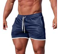 Generisch Hombres Primavera Verano Color Sólido Corto Casual Camino Fitness Pantalones Corbata Bolsillo Deporte Al Aire Libre Casual Short, marine, 4XL