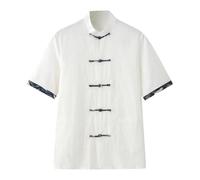 Generisch Hombres Tradicional Estilo Chino Tang Traje Camisas de Lino Taiji Qi Gong Tangzhuang Artes Marciales Wing Chun Cardigan Shaolin Tai Chi Cardigans Taekwondo Chales de Entrenamiento, Blanco