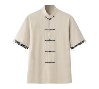 Generisch Hombres Tradicional Estilo Chino Tang Traje Camisas de Lino Taiji Qi Gong Tangzhuang Artes Marciales Wing Chun Cardigan Shaolin Tai Chi Cardigans Taekwondo Chales de Entrenamiento, amarillo