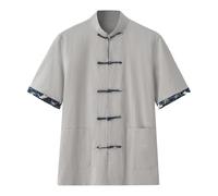 Generisch Hombres Tradicional Estilo Chino Tang Traje Camisas de Lino Taiji Qi Gong Tangzhuang Artes Marciales Wing Chun Cardigan Shaolin Tai Chi Cardigans Taekwondo Chales de Entrenamiento, gris, M