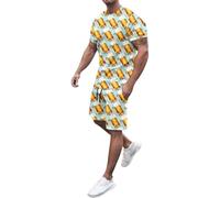 Generisch Hombres Verano Casual Impreso Camiseta Cordón Pantalones Cortos Conjunto Policía Chaleco Para Niños Azul, verde menta, XL