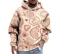 Generisch Hombres y mujeres con la misma sudadera con capucha de San Valentín casual parejas que usan diseño con capucha completo Be-Fan impresión tendencia cómoda cosas para hombre, caqui, XL