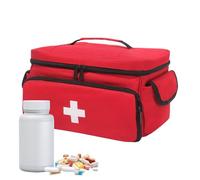 Generisch Home Health Bag, Waterproof Medicine Storage Organizer, Pharmacy Pill Bottles & Supplies, Portable & Secure Medical Kit for Home & Travel, 29 x 19.5 x 17.5 cm, rojo, Ver descripción, Ver