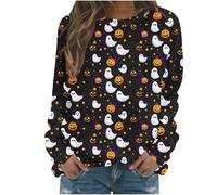 Generisch Hoodie Damen Halloween Pullover mit Totenkopf Hoodie Vintage Hexen Grafik Fleece Shirts Halloween Pullover Decken-Sweatshirt Damen Witch Museum Sweatshirt Tops, Sudaderas con capucha B26