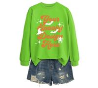 Generisch Hoodie Damen Oversize Damen Hexe-Halloween Pullover unregelmäßiger Saum lockere Tunika-Sweatshirts mit Tasche einfarbig lange Hoodie, Sudaderas con capucha B8-light Verde, L