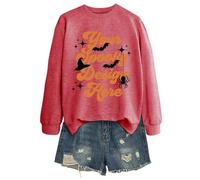 Generisch Hoodie Damen Oversize Damen Hexe-Halloween Pullover unregelmäßiger Saum lockere Tunika-Sweatshirts mit Tasche einfarbig lange Hoodie, Sudaderas con capucha B3-sandía roja, S