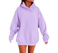 Generisch Hoodie Damen Oversize Freizeit Pullover mit Taschen leichte Sportjacke Fitness Langarmshirt Basic Hoodie Baumwolle Sweatshirt mit Kapuze Passform bequem Top Zip Up Hoodie, #2-lila, L