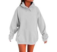 Generisch Hoodie Damen Oversize Freizeit Pullover mit Taschen leichte Sportjacke Fitness Langarmshirt Basic Hoodie Baumwolle Sweatshirt mit Kapuze Passform bequem Top Zip Up Hoodie, #2-gris oscuro, M
