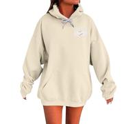 Generisch Hoodie Damen Oversize Langarm Sweatshirt Freizeit Sport Langarmshirt Fleece gefütterte Hoodies Einfarbig Basic Hoodie Casual Drawstring Tops mit Taschen Winterpullover Damen Warm, #1