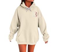 Generisch Hoodie Damen Oversize Pullover mit Kapuze Langarm Sweatshirt Kapuzenpullover Sport leichte Langarmshirt Pulli Uni farbig Casual Tops Teenager Mädchen Streetwear Beige Oberteil Damen, #2