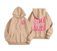 Generisch Hoodie Damen Oversize Schleife Print mit Backprint Winter Warm Casual Hoodie leichte Fleece Cute Übergangss Pulli Teenager Mädchen Tops Langarmshirt Outdoor Pullover, N.º 6, M