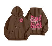 Generisch Hoodie Damen Oversize Schleife Print mit Backprint Winter Warm Casual Hoodie leichte Fleece Cute Übergangss Pulli Teenager Mädchen Tops Langarmshirt Outdoor Pullover, N.º 4, XL