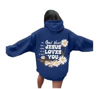 Generisch Hoodie Damen Oversize Sweatshirt rückendruck Jesus Loves You Pullover mit Kapuze Langarm Kapuzenpullover Übergangss Hoody Y2K Streetwear für Mädchen Hoodies College Sweatshirt, Nº 28, S