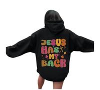 Generisch Hoodie Damen Oversize Sweatshirt rückendruck Jesus Loves You Pullover mit Kapuze Langarm Kapuzenpullover Übergangss Hoody Y2K Streetwear für Mädchen Hoodies College Sweatshirt, Nº 36, S
