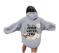 Generisch Hoodie Damen Oversize Sweatshirt rückendruck Jesus Loves You Pullover mit Kapuze Langarm Kapuzenpullover Übergangss Hoody Y2K Streetwear für Mädchen Hoodies College Sweatshirt, Nº 30, S