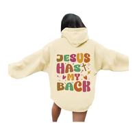 Generisch Hoodie Damen Oversize Sweatshirt rückendruck Jesus Loves You Pullover mit Kapuze Langarm Kapuzenpullover Übergangss Hoody Y2K Streetwear für Mädchen Hoodies College Sweatshirt, Nº 35, S