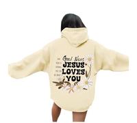Generisch Hoodie Damen Oversize Sweatshirt rückendruck Jesus Loves You Pullover mit Kapuze Langarm Kapuzenpullover Übergangss Hoody Y2K Streetwear für Mädchen Hoodies College Sweatshirt, Nº 26, S