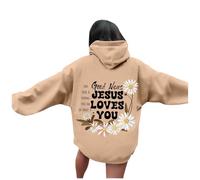 Generisch Hoodie Damen Oversize Sweatshirt rückendruck Jesus Loves You Pullover mit Kapuze Langarm Kapuzenpullover Übergangss Hoody Y2K Streetwear für Mädchen Hoodies College Sweatshirt, Nº 31, S