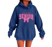 Generisch Hoodie Damen Oversize Winter Hoodie Print Langarm Pullover mit Taschen Kapuze Vintage Casual Sweatshirt Outdoor Frauen Hoody Tops, A2 azul., XL