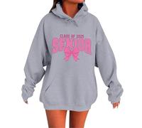 Generisch Hoodie Damen Oversize Winter Hoodie Print Langarm Pullover mit Taschen Kapuze Vintage Casual Sweatshirt Outdoor Frauen Hoody Tops, A2 Gris Claro, XL