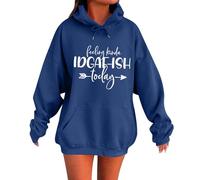 Generisch Hoodie Damen Oversize Winter Print Hoodie mit Taschen Langarm Kapuz Pullover Frauen Casual Hoody Tops Vintage Outdoor Sweatshirt, A3 azul., S