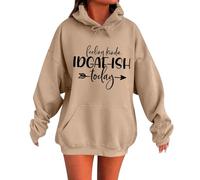 Generisch Hoodie Damen Oversize Winter Print Hoodie mit Taschen Langarm Kapuz Pullover Frauen Casual Hoody Tops Vintage Outdoor Sweatshirt, A3 caqui., XXL