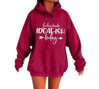 Generisch Hoodie Damen Oversize Winter Print Hoodie mit Taschen Langarm Kapuz Pullover Frauen Casual Hoody Tops Vintage Outdoor Sweatshirt, A3 rojo., S