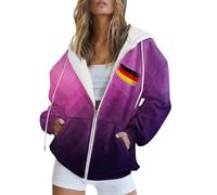 Generisch Hoodie Damen Sweatjacke mit Kapuze Oversize Zipper Sportjacke Langarm Sweatshirt Kapuzenpullover leichte Hoodies Einfarbig Casual Style Bomberjacke Baumwolljacke Hoodie Damen Pink, #1-lila