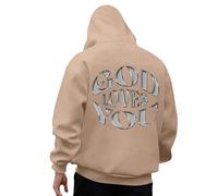 Generisch Hoodie Herren Herren Casual Hoodie Loose Fit Print Sweatshirt für den Alltag bequeme Pullover Streetwear Hoodie Winter, caqui, L