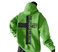 Generisch Hoodie Herren mit Rückenprint Einfarbig Kapuzenpulli Langarmshirt Christliche Kapuzenpullover Freizeit Teenager Jungen Sweatshirt Basic Männer Langarm Pullover Übergangsjacke Streetwear, O