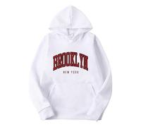 Generisch Hoodie Herren Oversize Langarm Sweatshirt mit Kapuze und Taschen Baumwolle Brief Druck Kapuzepullover Fleece Streetwear Y2K für Männer Kapuzepulli Lässig Herrenpullover Sportpullover, Blanco