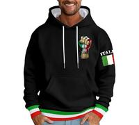 Generisch Hoodie Herren Pullover Langarm Kordelzug Sweatshirt mit Italische Buchstaben Print und Tasche Männer Baumwolle Kapuzenpullover Sport Freizeit Tops für Campus, Reise Wandern, A negro., 3XL