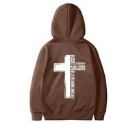 Generisch Hoodie Herren Schwarz L für Männer einfarbige Sweatshirt mit Print auf der Rückseite Camp Herren Sweatshirt, marrón, XXL