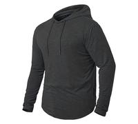 Generisch Hoodie Herren Sommer Sonnenschutz Langarmshirt Sweatshirt mit Kapuze und Kordelzug leichte Dünn Kapuzenpullover Schnelltrocknendes Laufshirt Sportshirt Einfarbig Luftig Angelnshirt, Negro