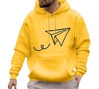 Generisch Hoodie Herren Winter Casual Paper Plane Print Hoodies Langarm Tasche Kapuzenbluse Herren Strickjacke Warm, amarillo, XXL