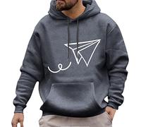 Generisch Hoodie Herren Winter Casual Paper Plane Print Hoodies Langarm Tasche Kapuzenbluse Herren Strickjacke Warm, gris oscuro, XXL