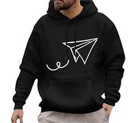 Generisch Hoodie Herren Winter Casual Paper Plane Print Hoodies Langarm Tasche Kapuzenbluse Herren Strickjacke Warm, Negro , L